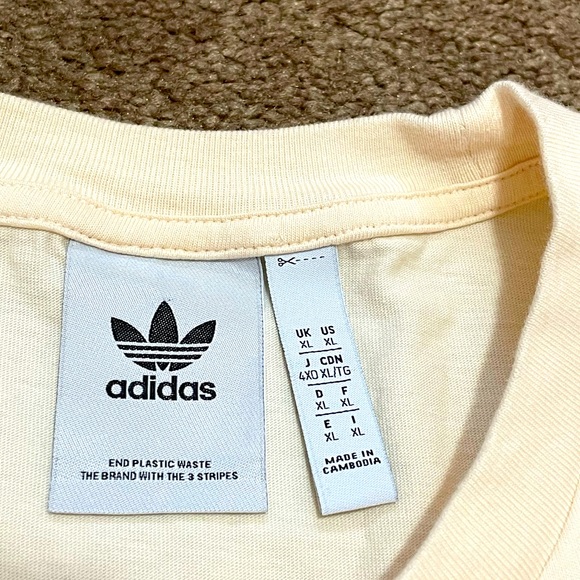 ADIDAS ORIGINALS FLORAL ABSTRACT AIRBRUSH LOOK PRINT IN ECRU TINT SIZE XL NWOT - Picture 9 of 13